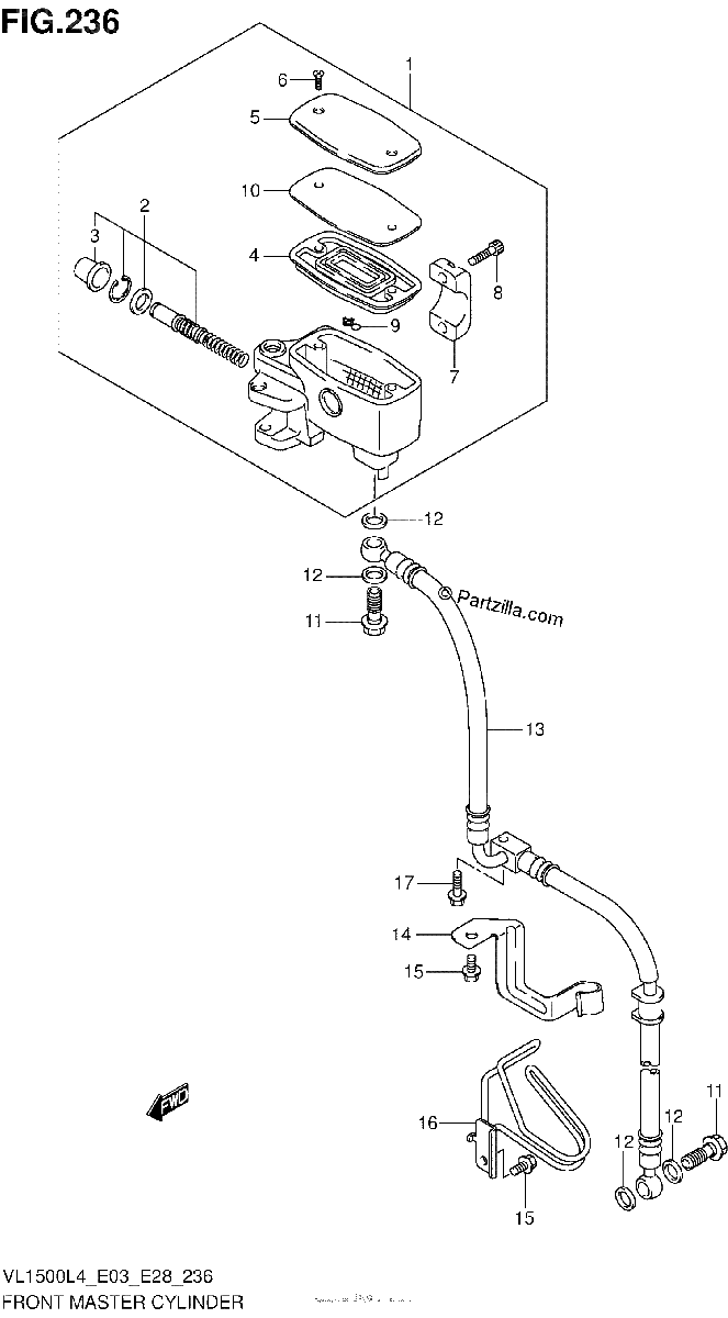 Diagrama de FRONT MASTER CYLINDER VL1500L4 E33