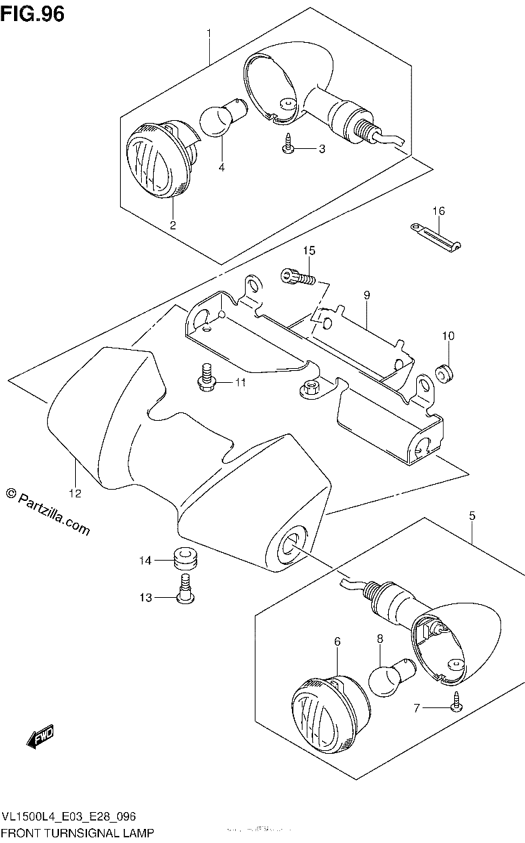 Diagrama de FRONT TURNSIGNAL LAMP VL1500L4 E03