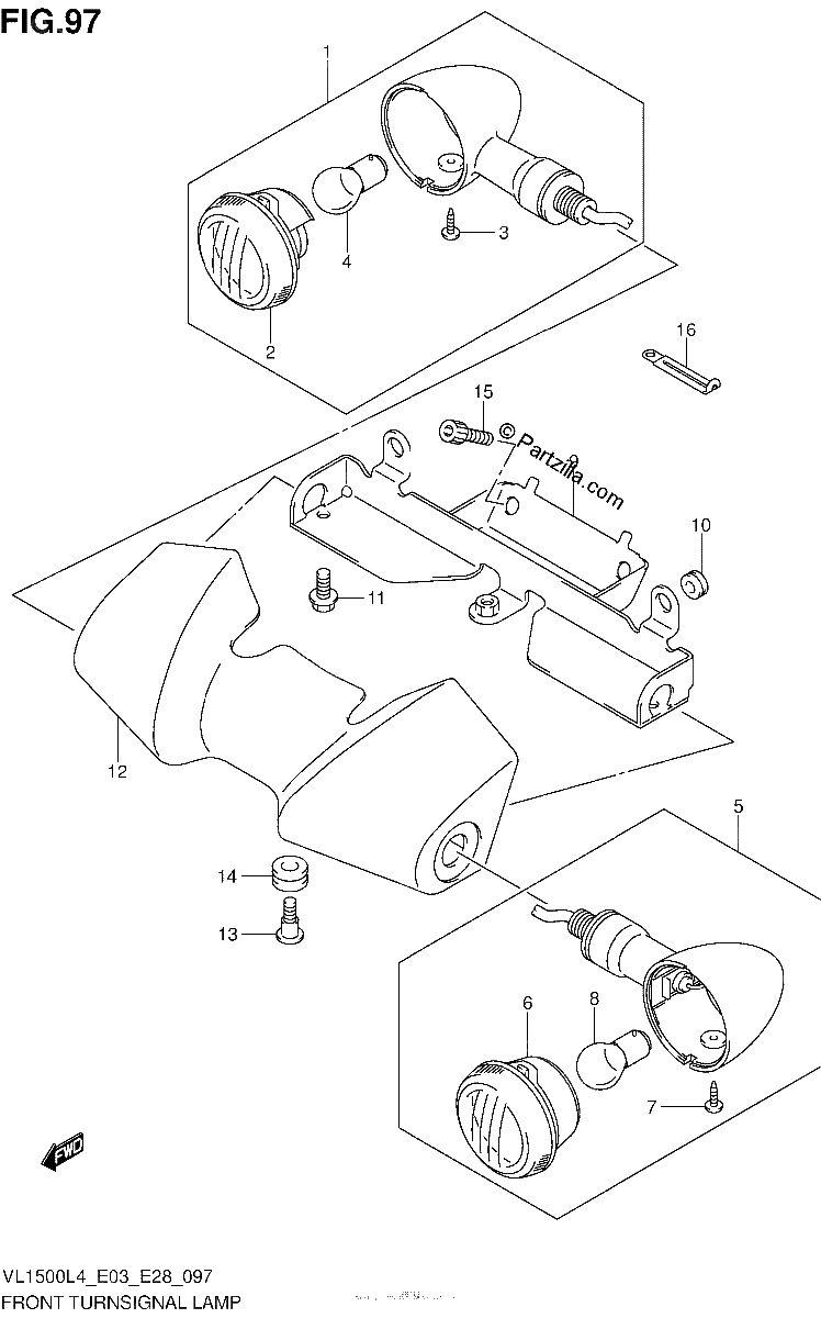 Diagrama de FRONT TURNSIGNAL LAMP VL1500L4 E28