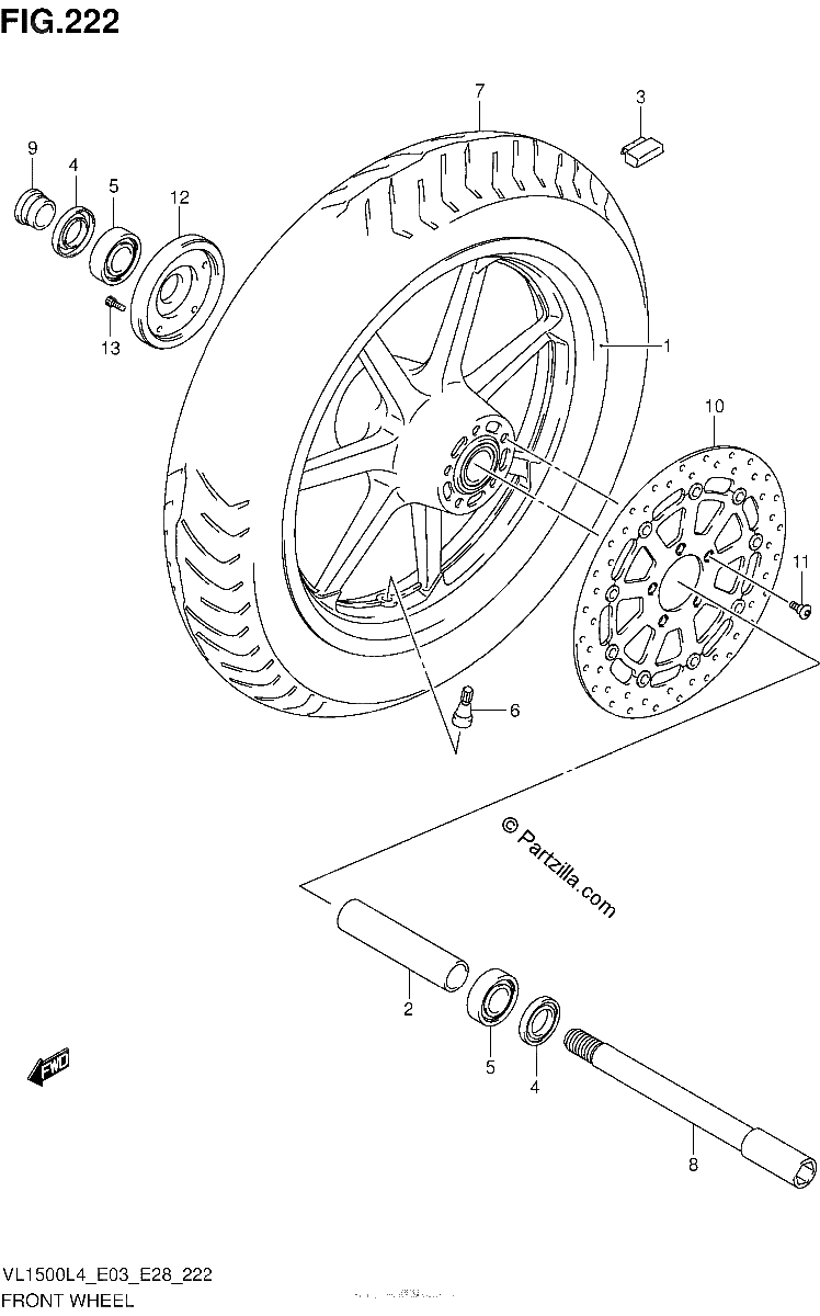 Diagrama de FRONT WHEEL VL1500L4 E03