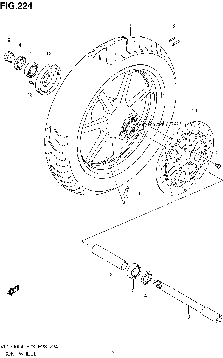 Diagrama de FRONT WHEEL VL1500L4 E33