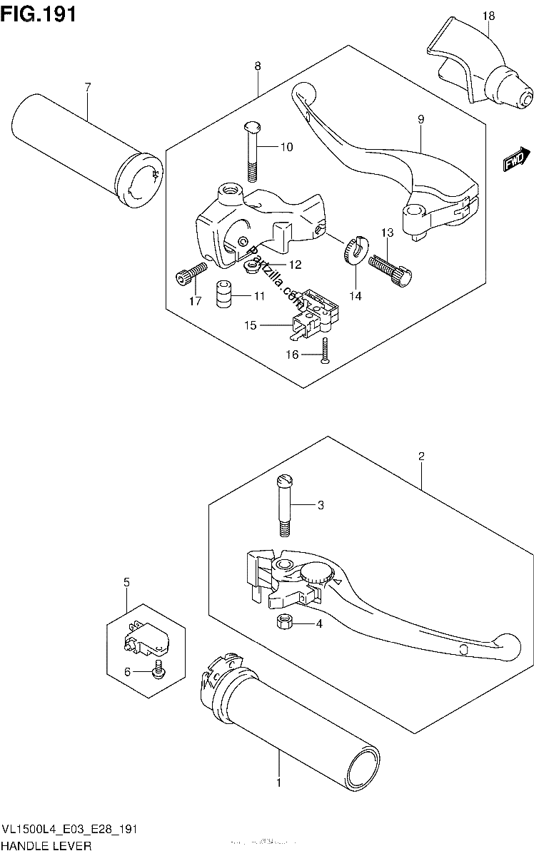 Diagrama de HANDLE LEVER VL1500L4 E03
