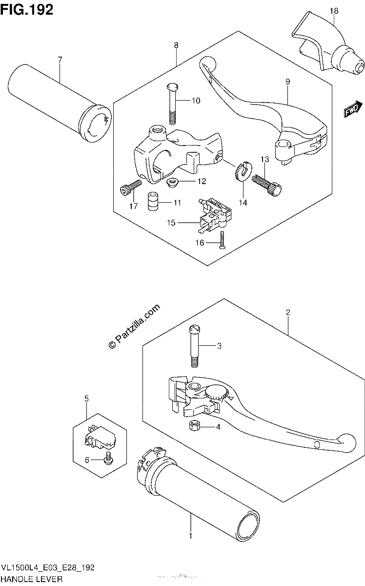 Diagrama de HANDLE LEVER VL1500L4 E28