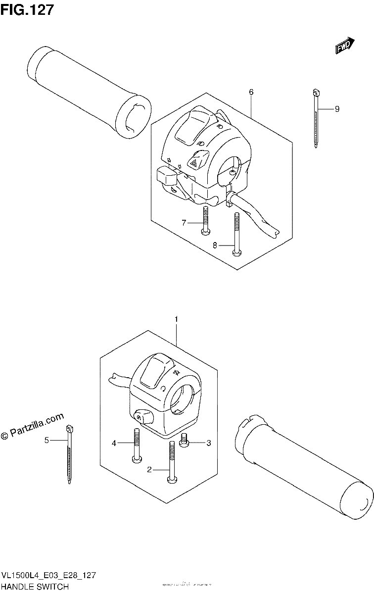 Diagrama de HANDLE SWITCH VL1500L4 E28