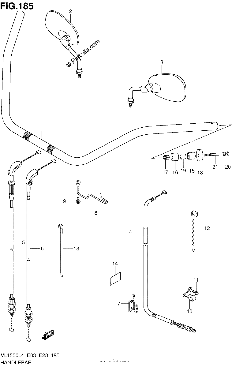 Diagrama de HANDLEBAR VL1500L4 E03
