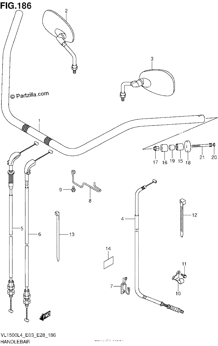 Diagrama de HANDLEBAR VL1500L4 E28