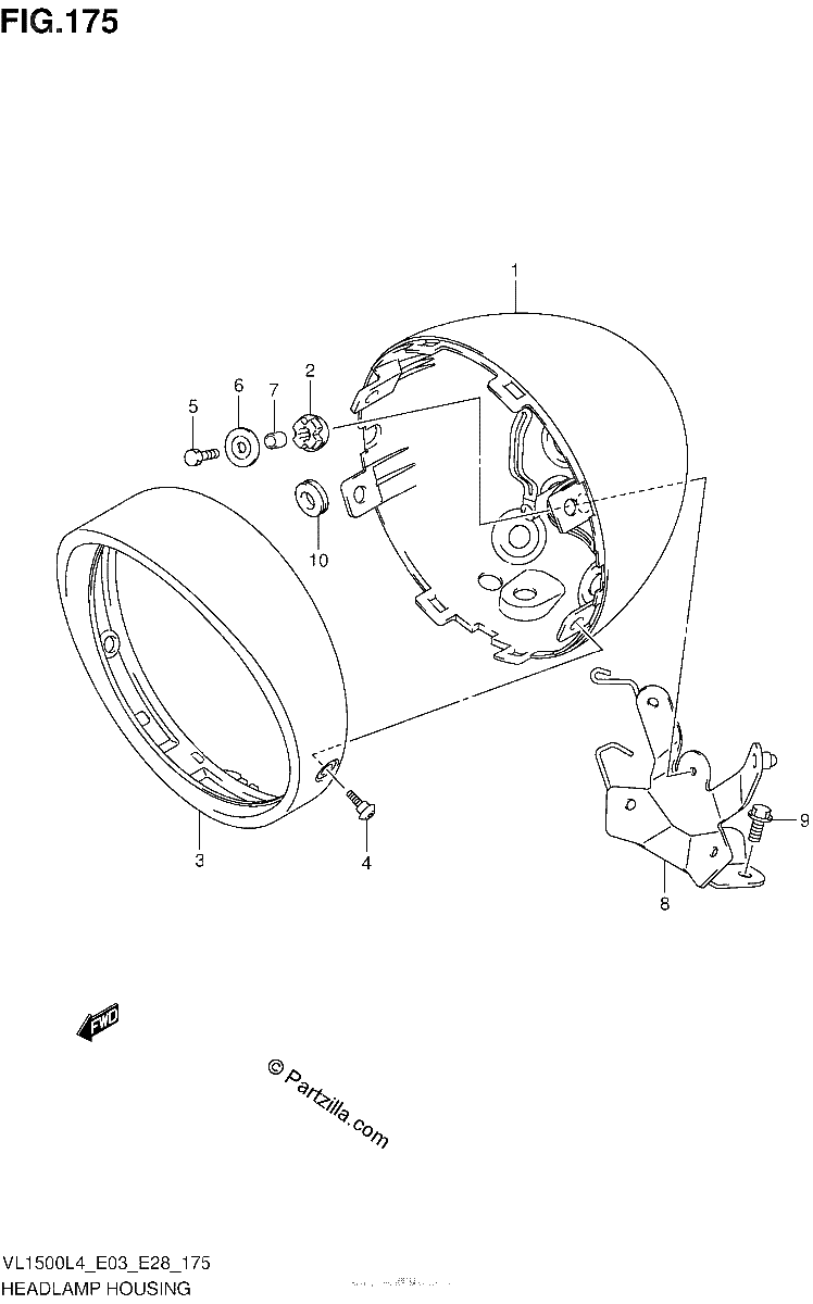 Diagrama de HEADLAMP HOUSING VL1500L4 E33