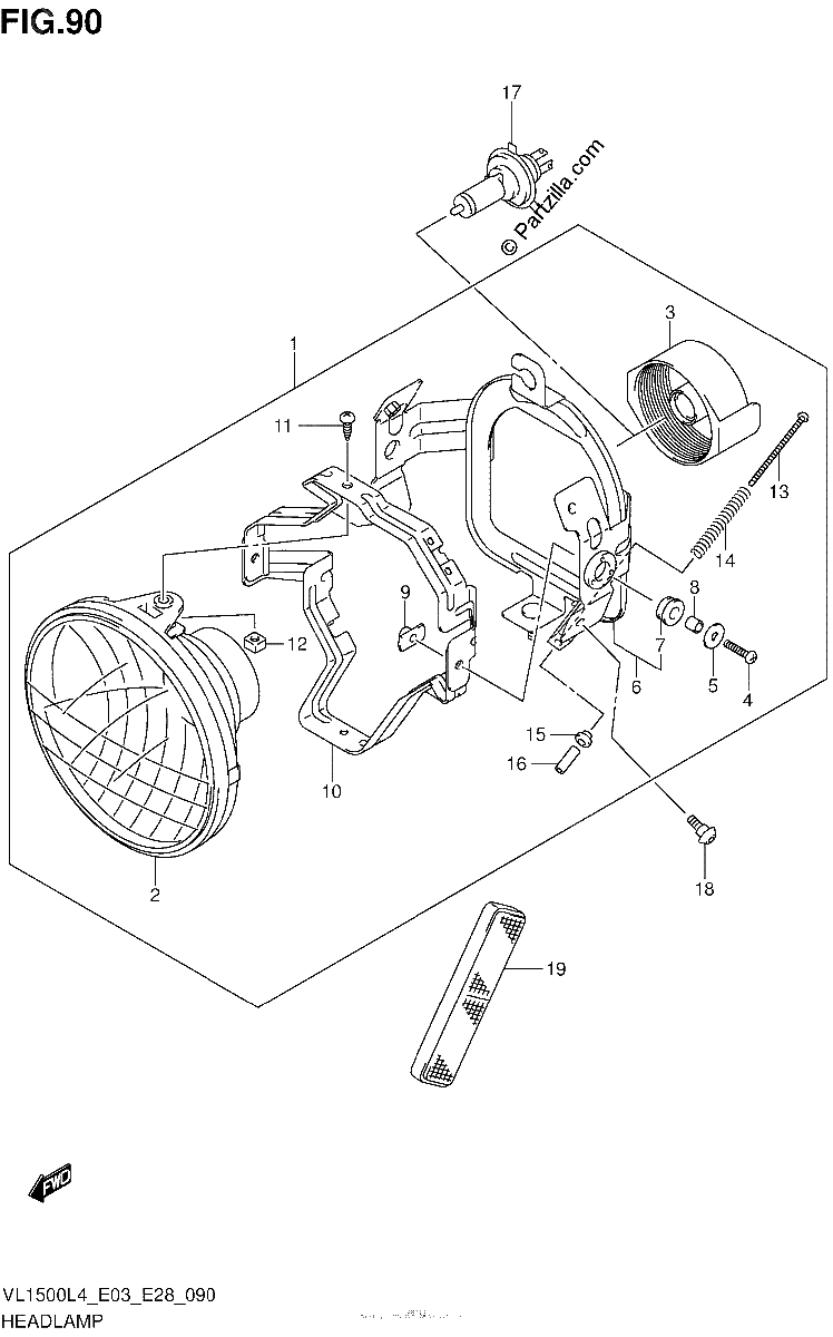 Diagrama de HEADLAMP VL1500L4 E03