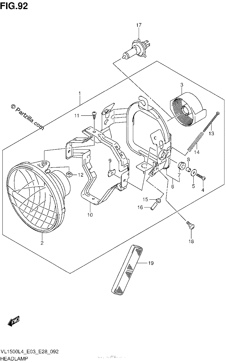 Diagrama de HEADLAMP VL1500L4 E33