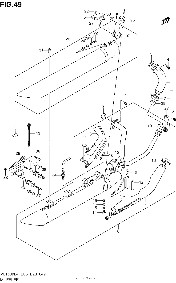 Diagrama de MUFFLER VL1500L4 E28