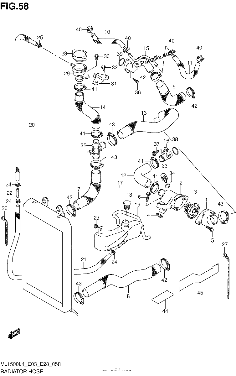 Diagrama de RADIATOR HOSE VL1500L4 E03