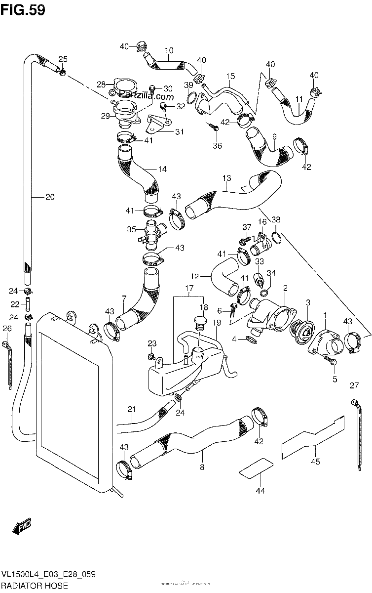 Diagrama de RADIATOR HOSE VL1500L4 E28