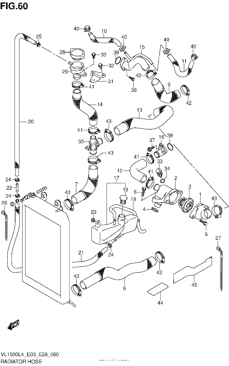 Diagrama de RADIATOR HOSE VL1500L4 E33
