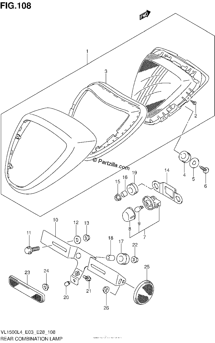 Diagrama de REAR COMBINATION LAMP VL1500L4 E03