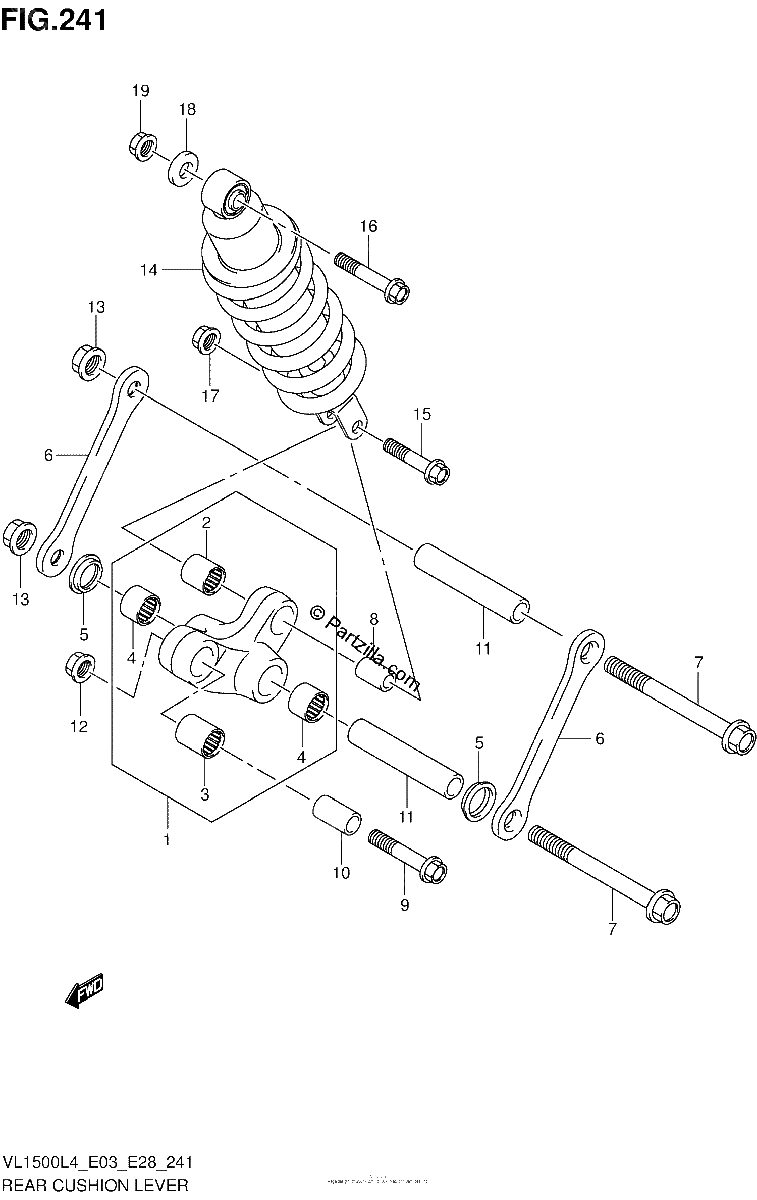 Diagrama de REAR CUSHION LEVER VL1500L4 E03