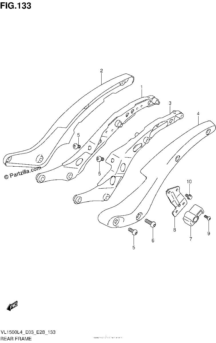 Diagrama de REAR FRAME VL1500L4 E03