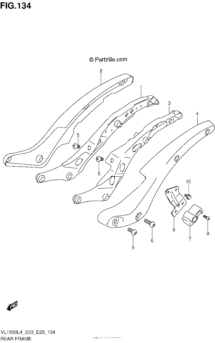 Diagrama de REAR FRAME VL1500L4 E28