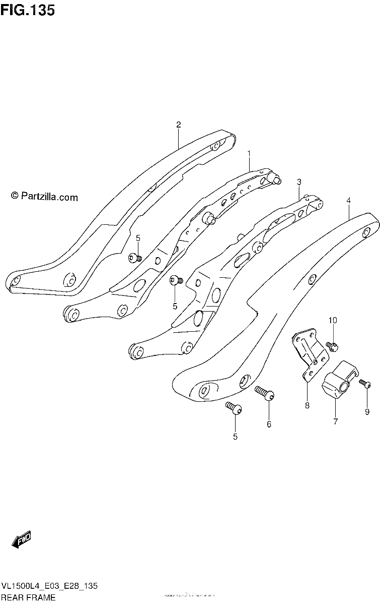Diagrama de REAR FRAME VL1500L4 E33