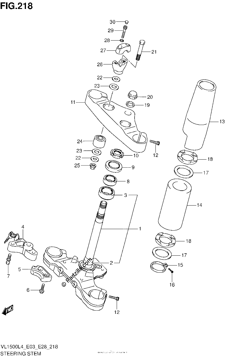 Diagrama de STEERING STEM VL1500L4 E33
