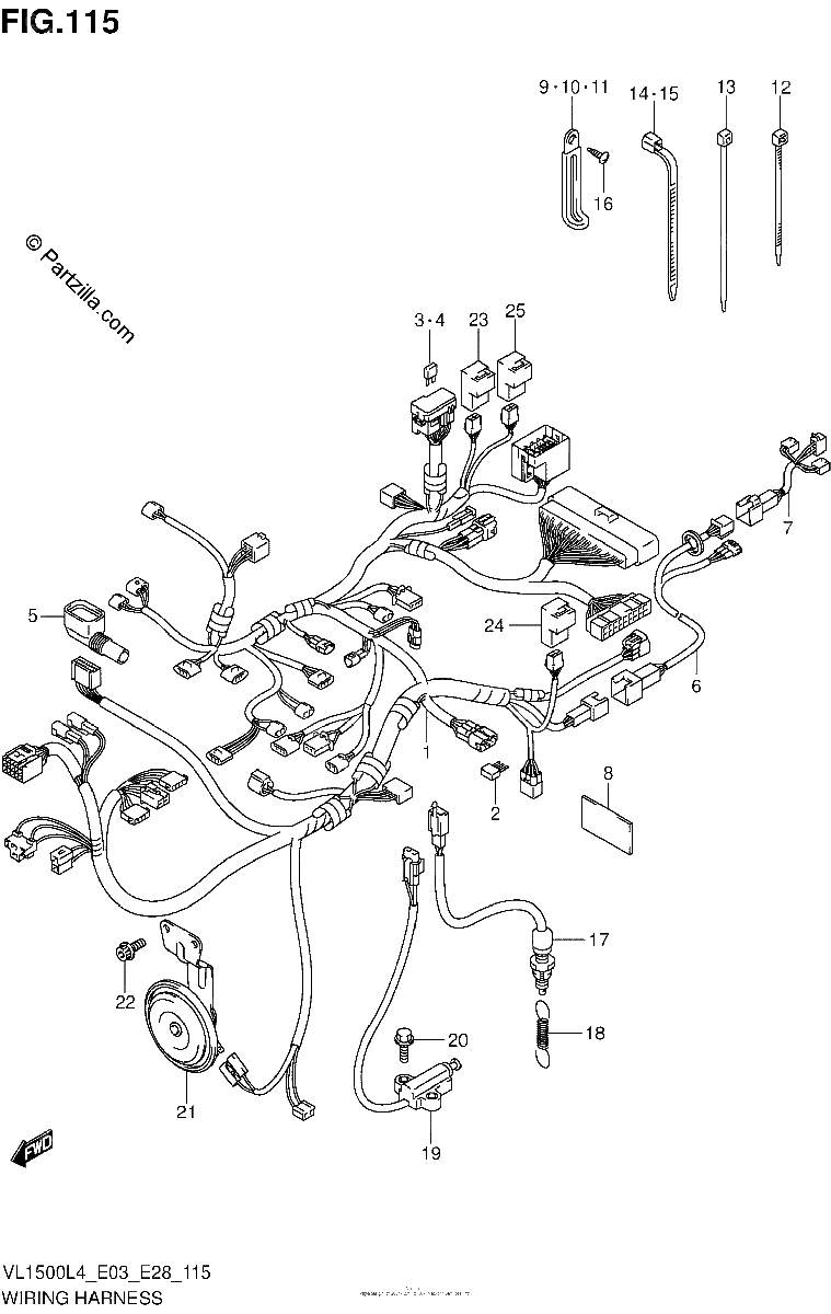 Diagrama de WIRING HARNESS VL1500L4 E28