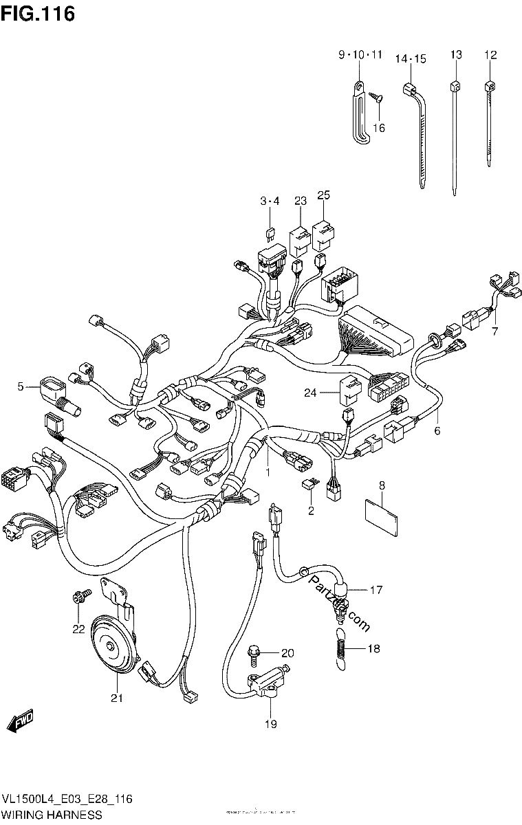 Diagrama de WIRING HARNESS VL1500L4 E33