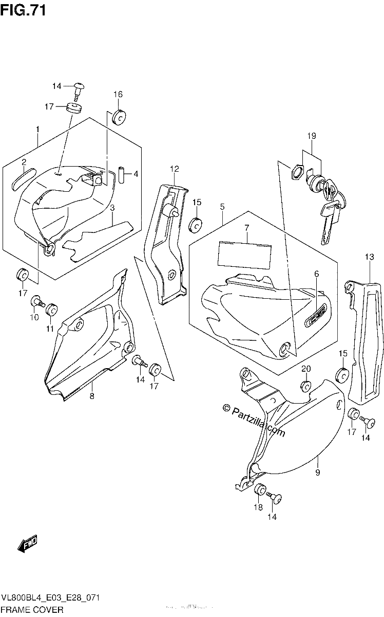 Diagrama de FRAME COVER VL800BL4 E28