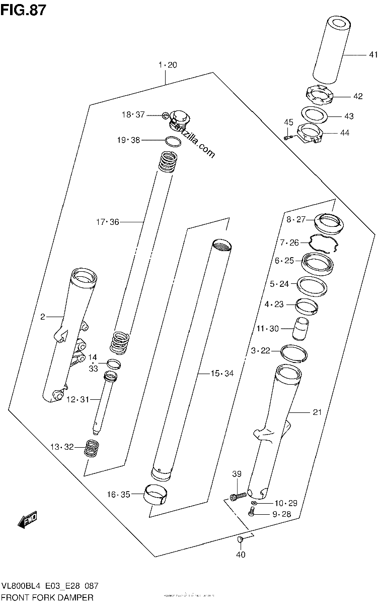 Diagrama de FRONT FORK DAMPER