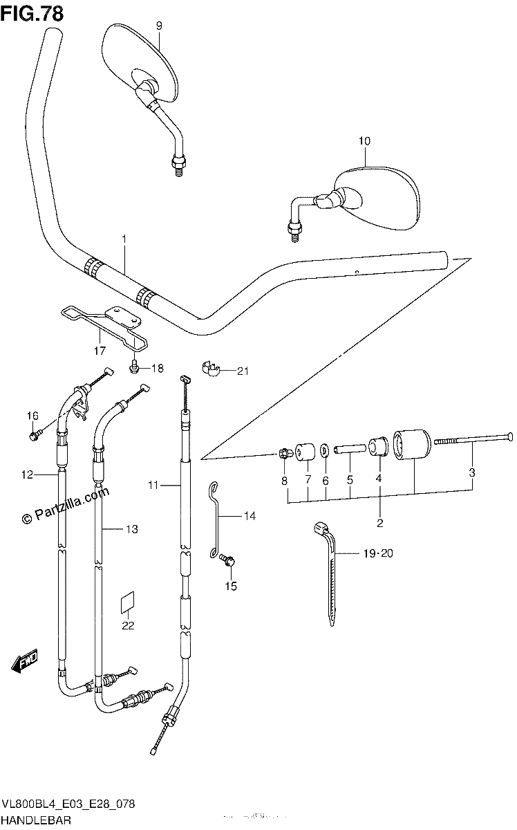 Diagrama de HANDLEBAR VL800BL4 E28