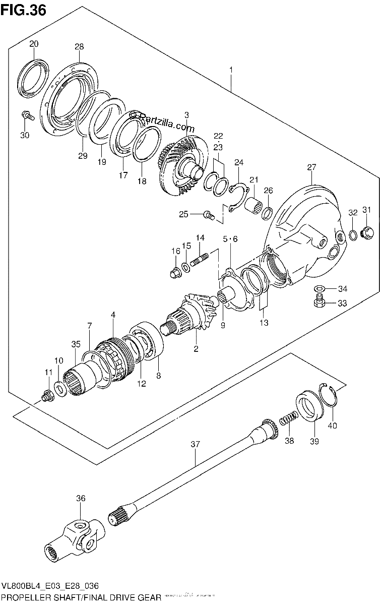 Diagrama de PROPELLER SHAFT FINAL DRIVE GEAR