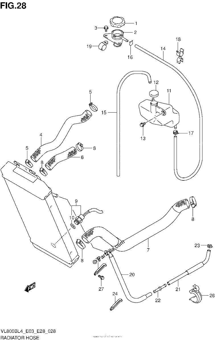 Diagrama de RADIATOR HOSE VL800BL4 E03