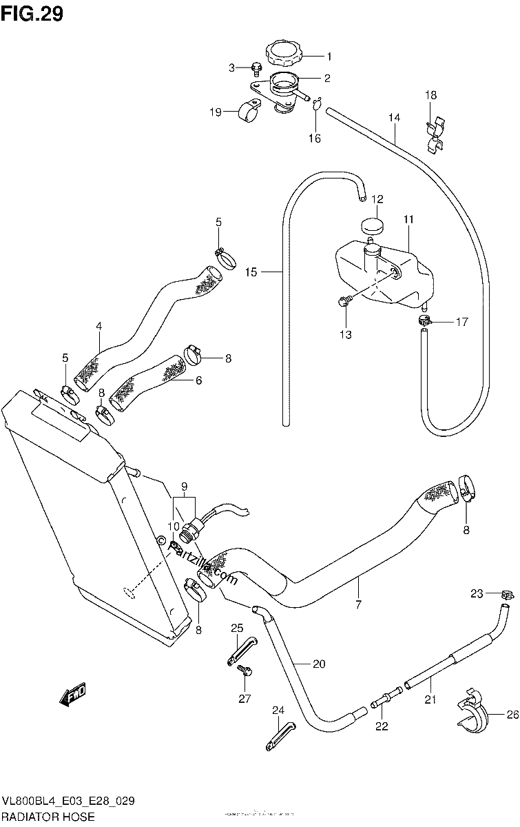 Diagrama de RADIATOR HOSE VL800BL4 E28