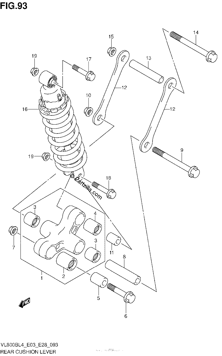 Diagrama de REAR CUSHION LEVER VL800BL4 E03