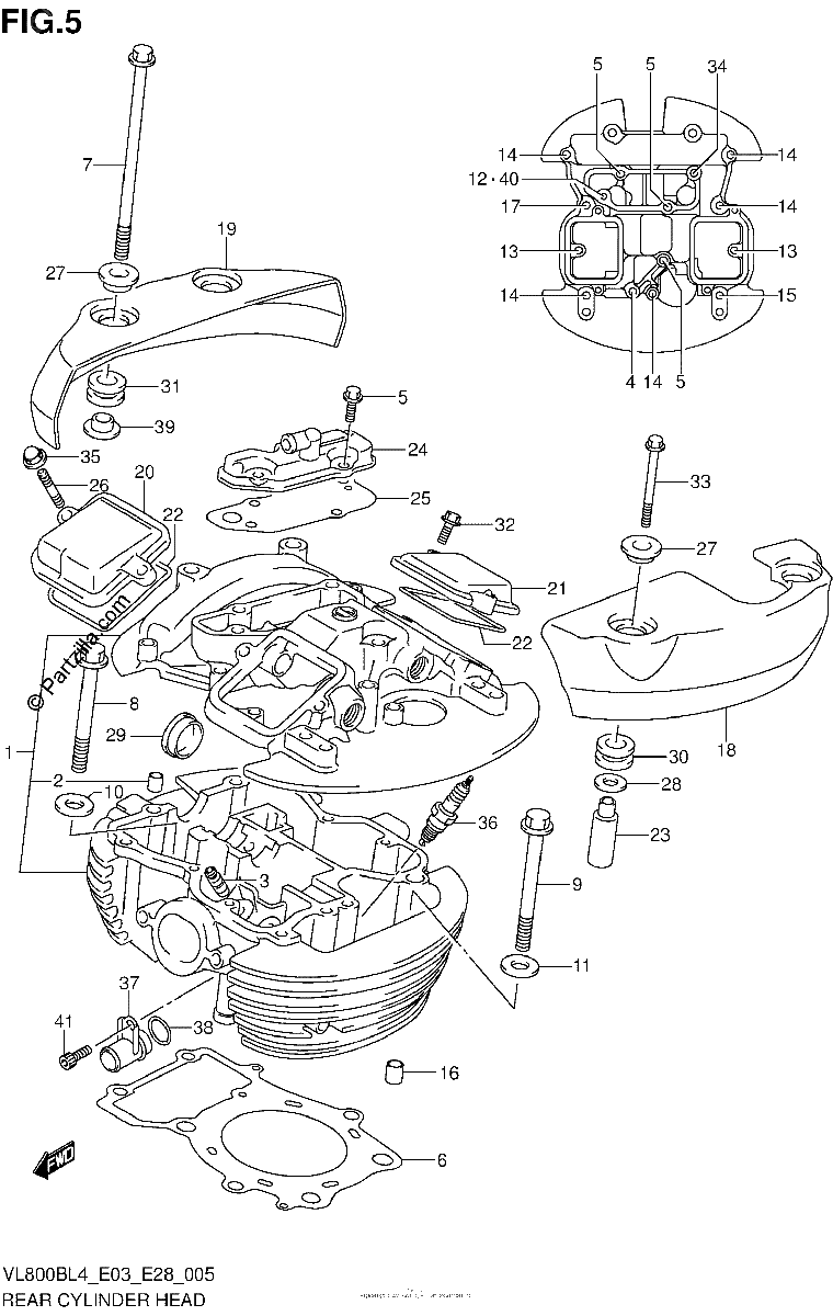 Diagrama de REAR CYLINDER HEAD VL800BL4 E03