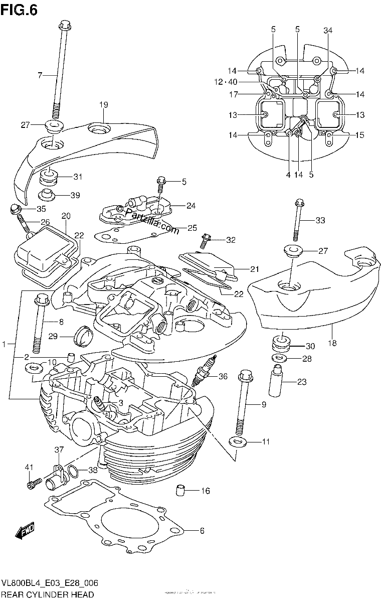 Diagrama de REAR CYLINDER HEAD VL800BL4 E28