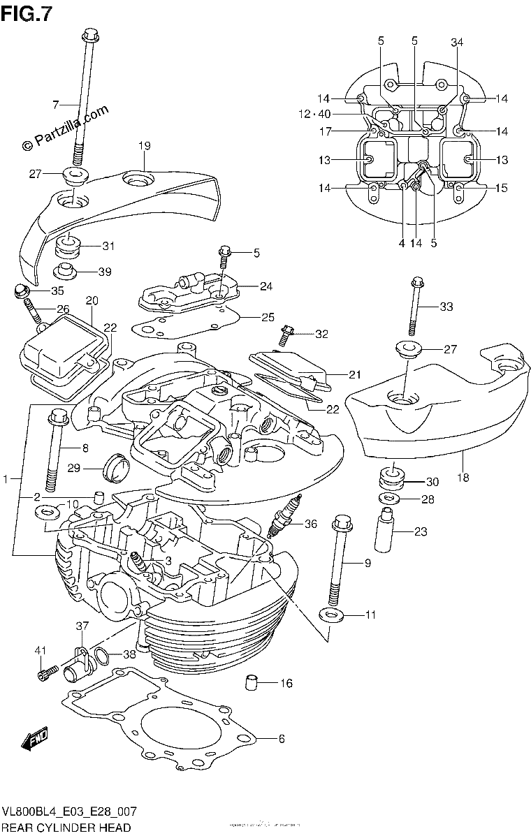 Diagrama de REAR CYLINDER HEAD VL800BL4 E33