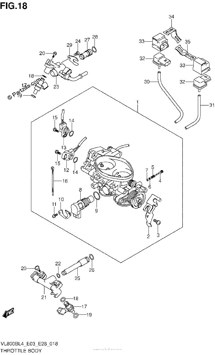 Diagrama de THROTTLE BODY VL800BL4 E28
