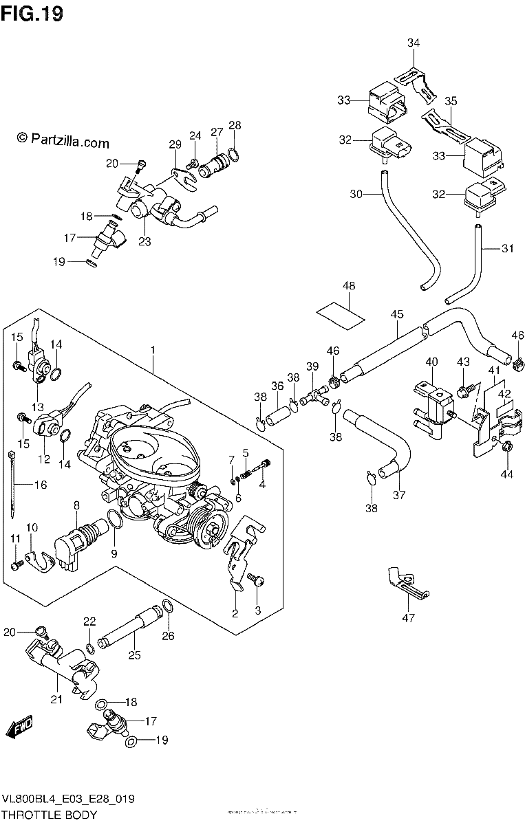 Diagrama de THROTTLE BODY VL800BL4 E33