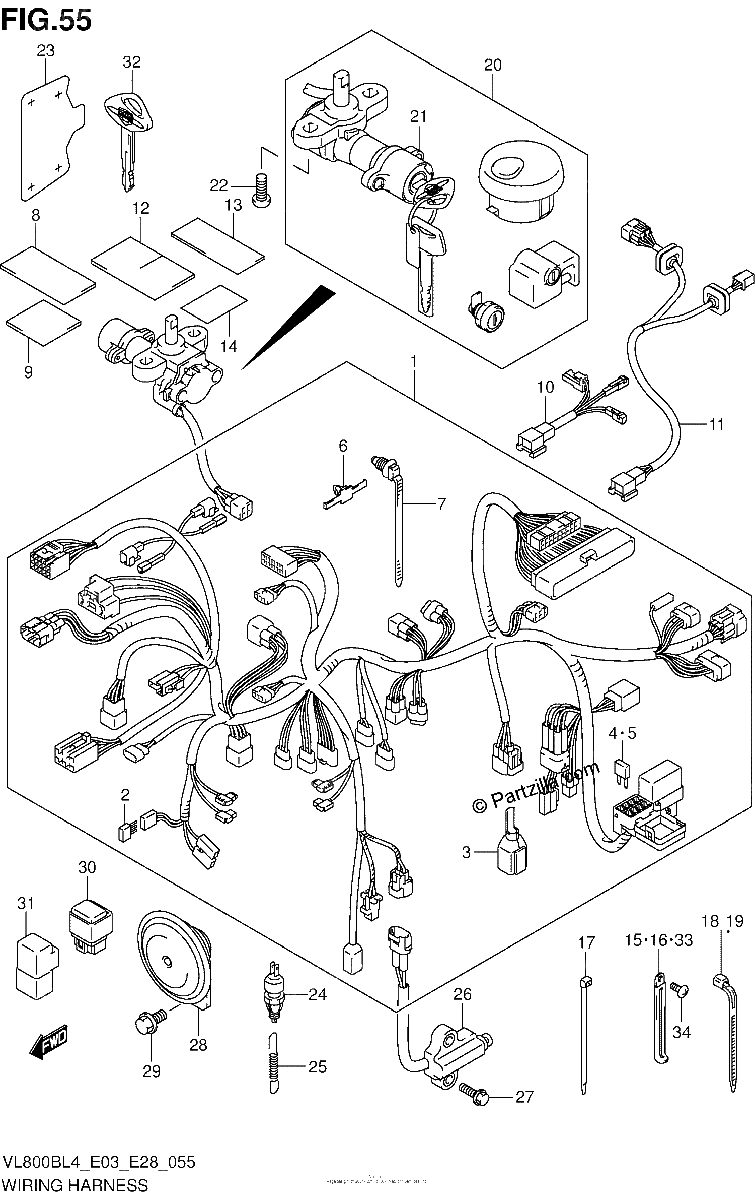 Diagrama de WIRING HARNESS VL800BL4 E03