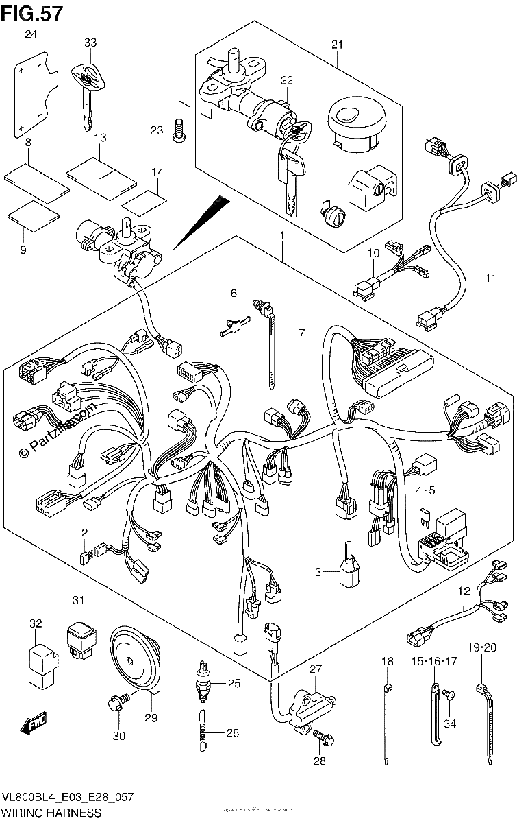 Diagrama de WIRING HARNESS VL800BL4 E33
