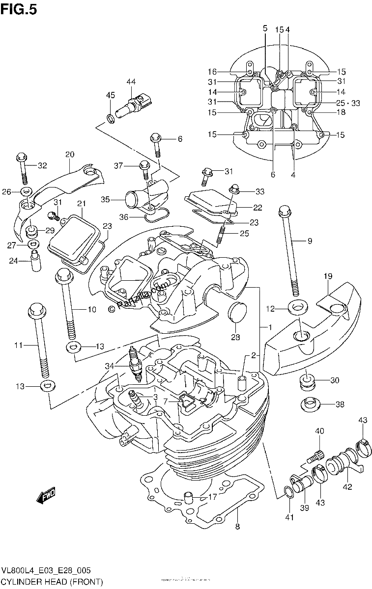 Diagrama de CYLINDER HEAD FRONT VL800CL4 E03