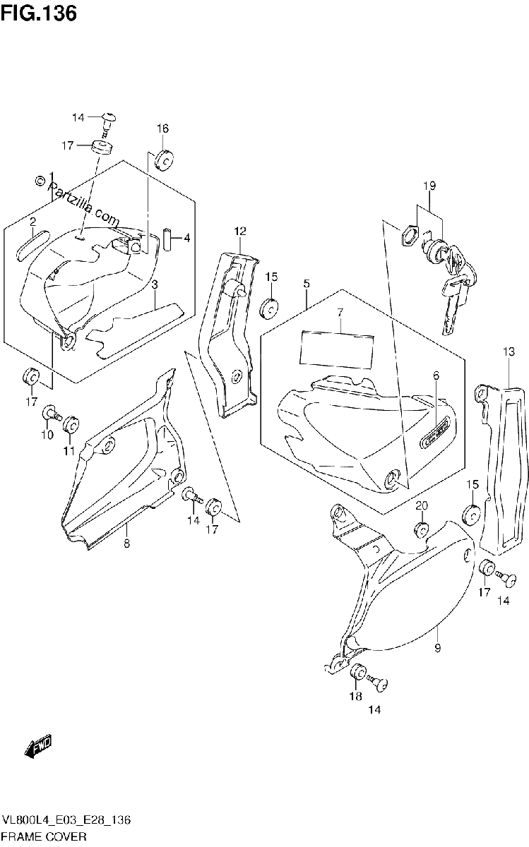 Diagrama de FRAME COVER VL800CL4 E28