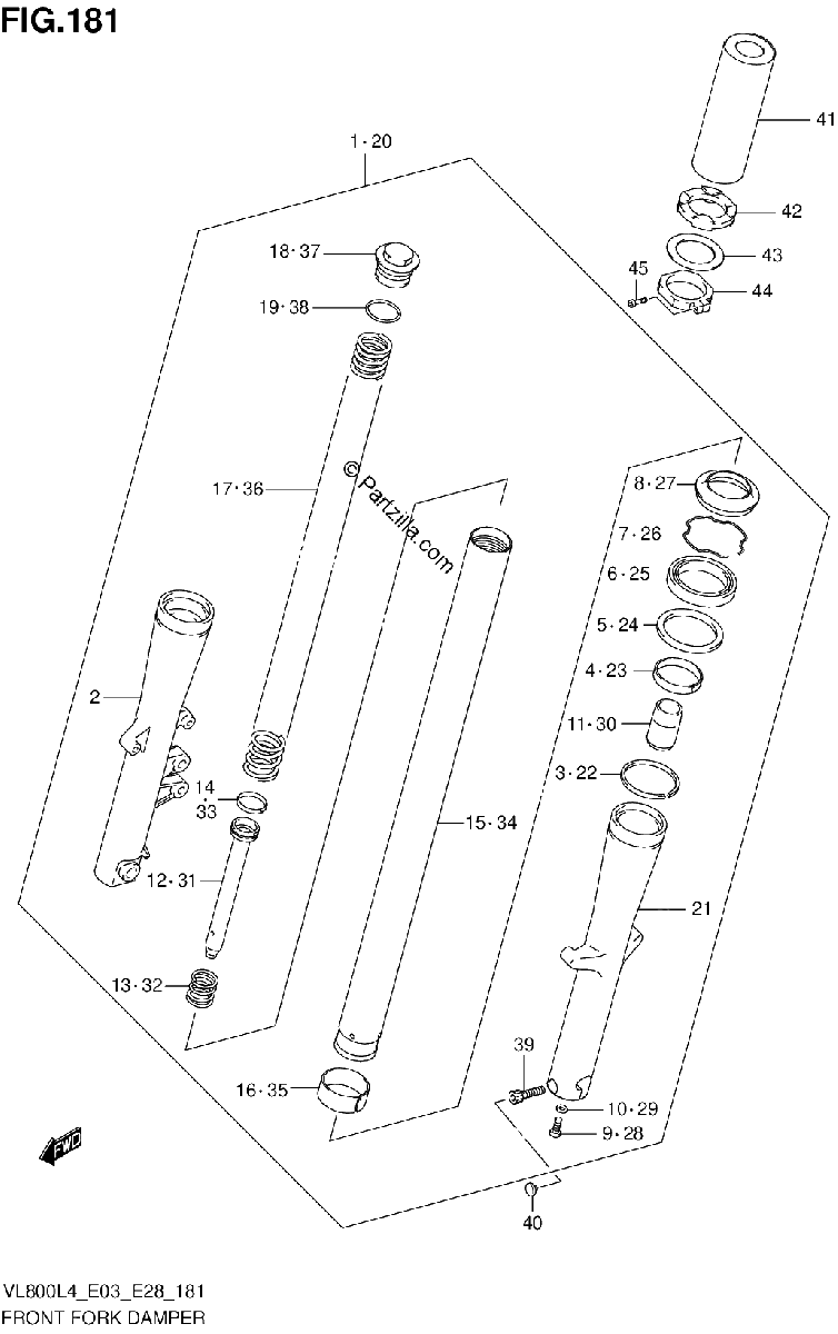 Diagrama de FRONT FORK DAMPER