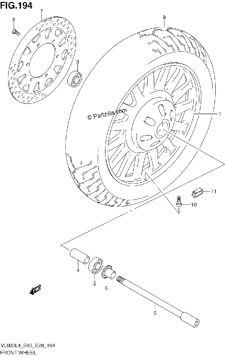 Diagrama de FRONT WHEEL VL800CL4 E03