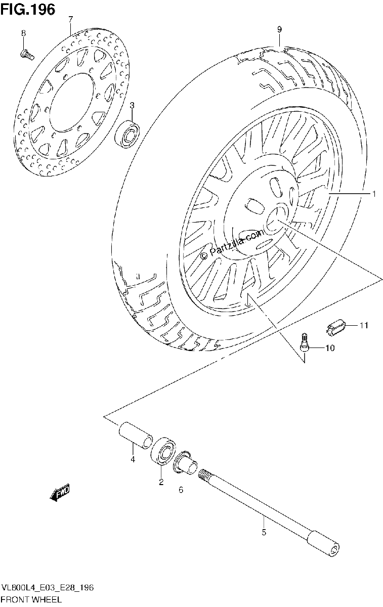Diagrama de FRONT WHEEL VL800CL4 E33