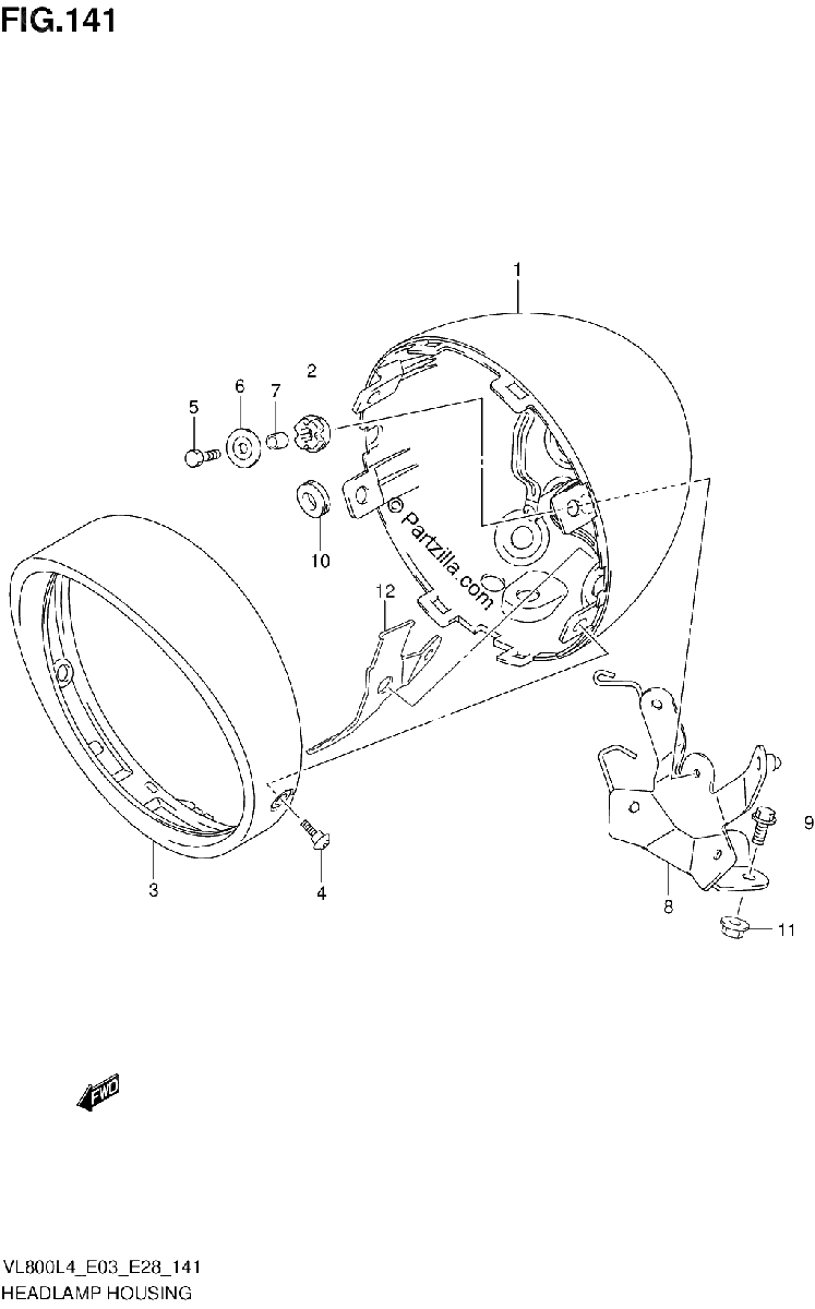Diagrama de HEADLAMP HOUSING