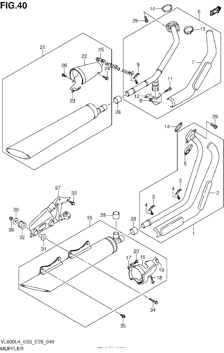 Diagrama de MUFFLER VL800CL4 E03