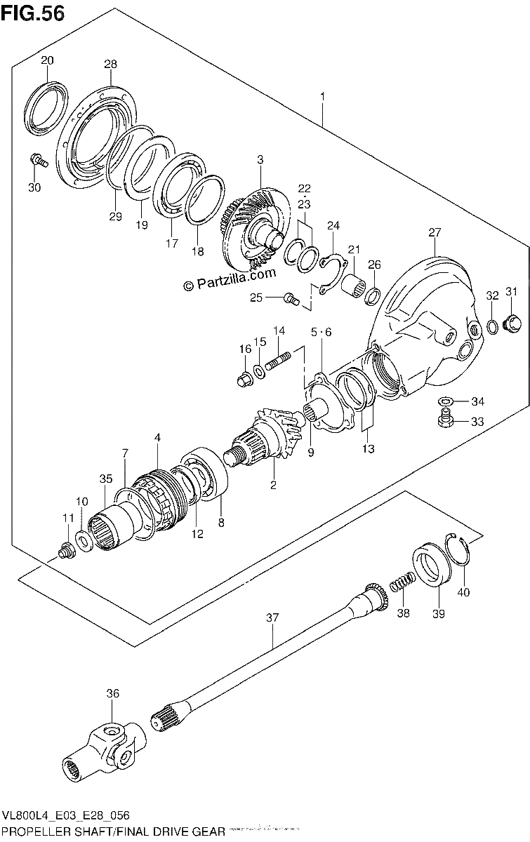 Diagrama de PROPELLER SHAFT FINAL DRIVE GEAR