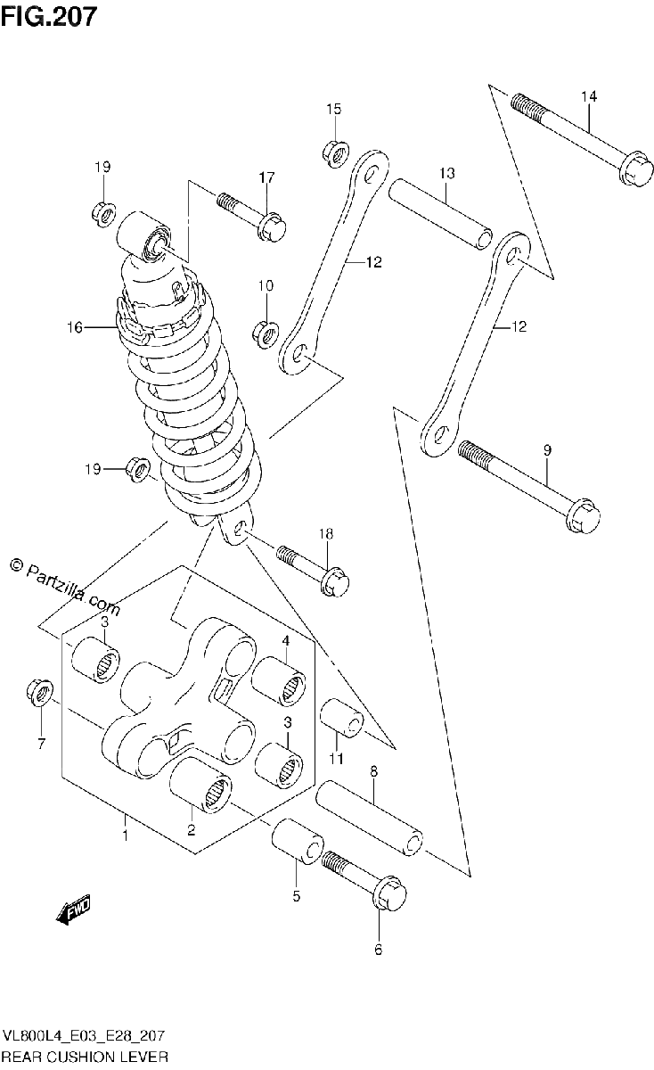 Diagrama de REAR CUSHION LEVER VL800CL4 E28