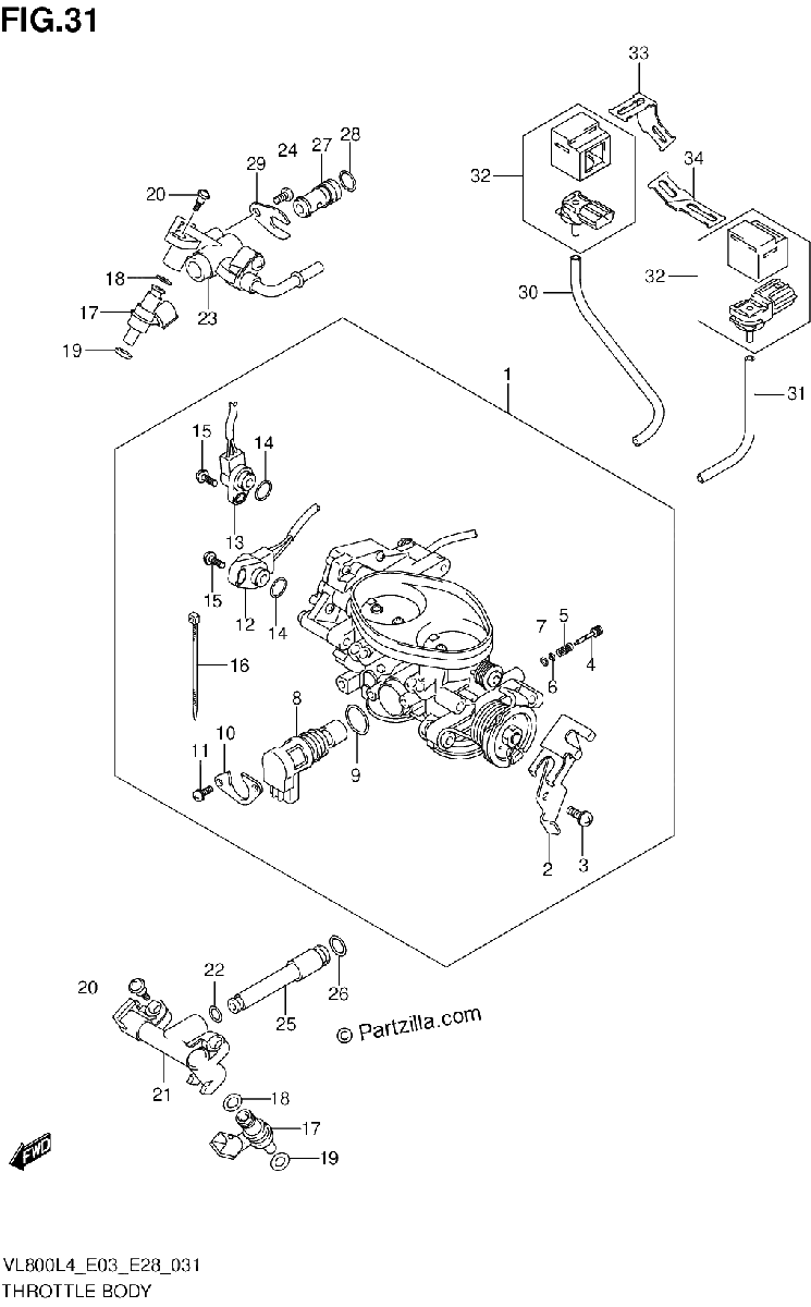 Diagrama de THROTTLE BODY VL800CL4 E28
