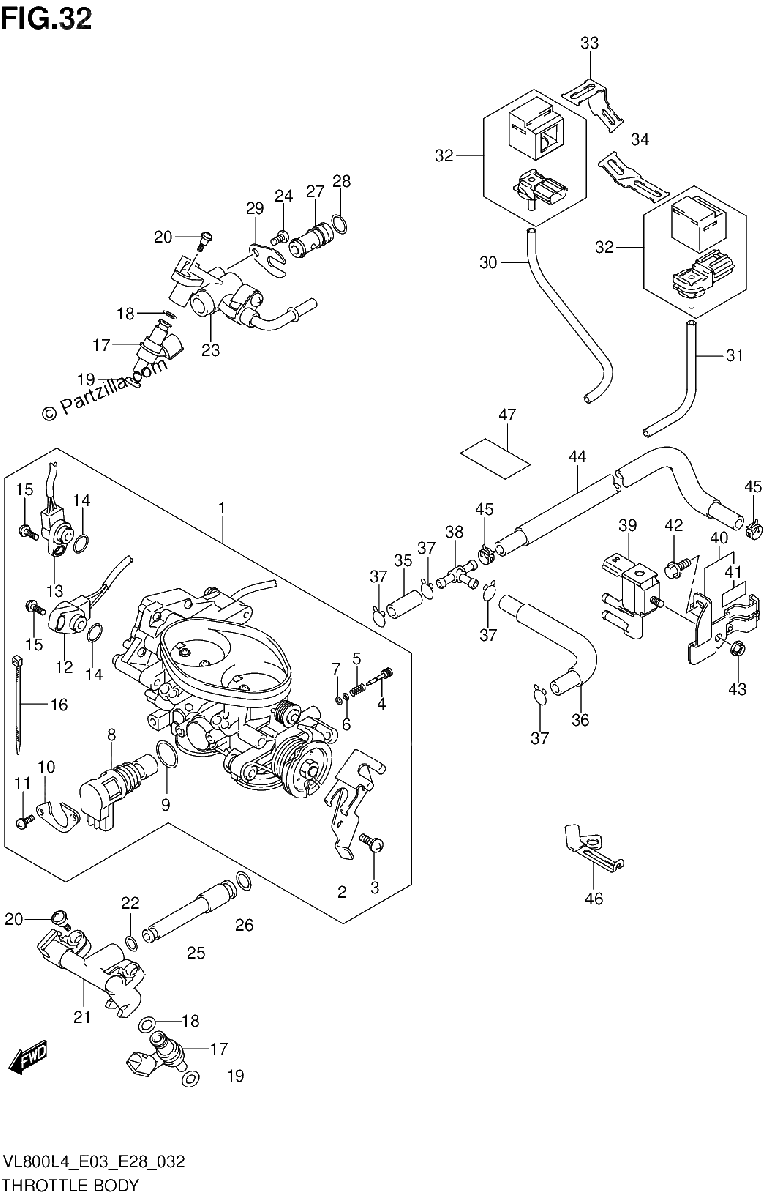 Diagrama de THROTTLE BODY VL800CL4 E33